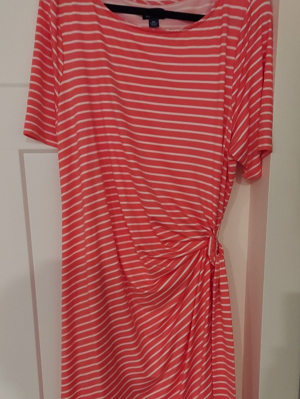 Lands' End Coral and White Striped Side-Tie Dress